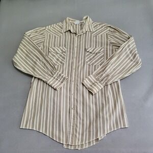 VTG Western Frontier Long Sleeve Pearl Snap Striped Shirt Men's XLT Cowboy